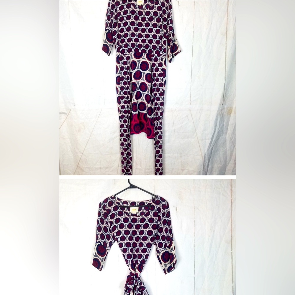 Maeve Anthropologie Silk Wrap Midi Dress EUC - Picture 3 of 6